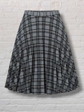 Elizabeth & Nicole Grey Plaid Pleated Skirt